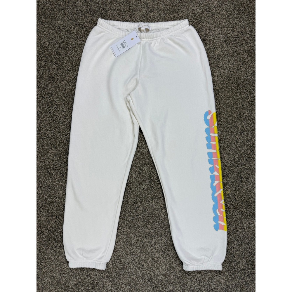 Spiritual Gangster Sunkissed Perfect Terry Sweatpants Women M Cream Yoga Beachy